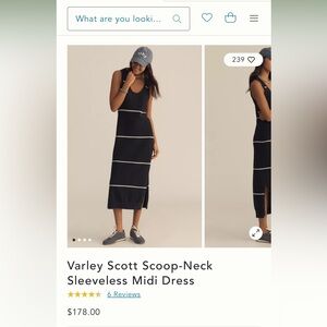 NWT Varley Scott Scoop-Neck Sleeveless Midi Dress